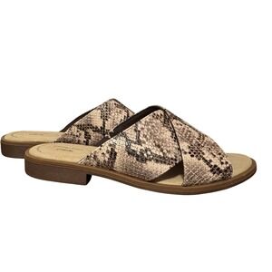 Clarks 7.5 Wide Comfort Slide Sandals Snake Print Effortless Slip On Shoes